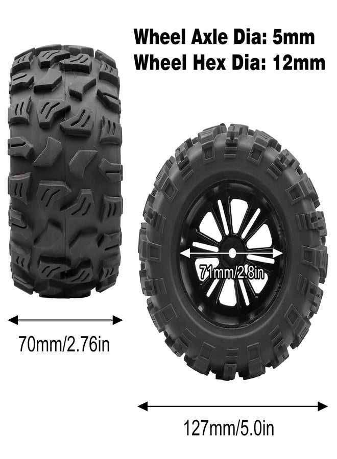 Aimrock 4pcs Pre-Glued 12mm Hex 2.8'' RC Wheels and Tires OD 5'' with Wrench for 1/10 Traxxas Hoss Stampede Rustler HSP Redcat Volcano RC Monster Truck Tires Wheels Off-Road RC Car - Image 2